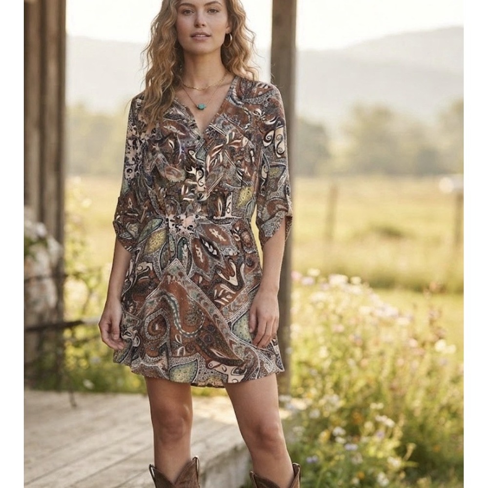 Holding Horses Anthropologie Dress Paisley Palette Shirtdress Women's Sz 4
